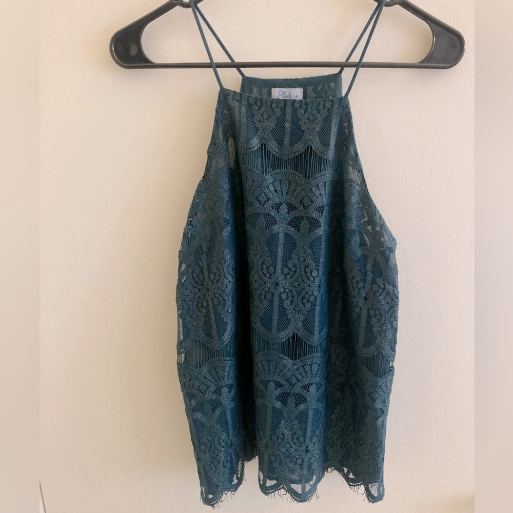 Abbeline deep sea green high square neck tank top size S